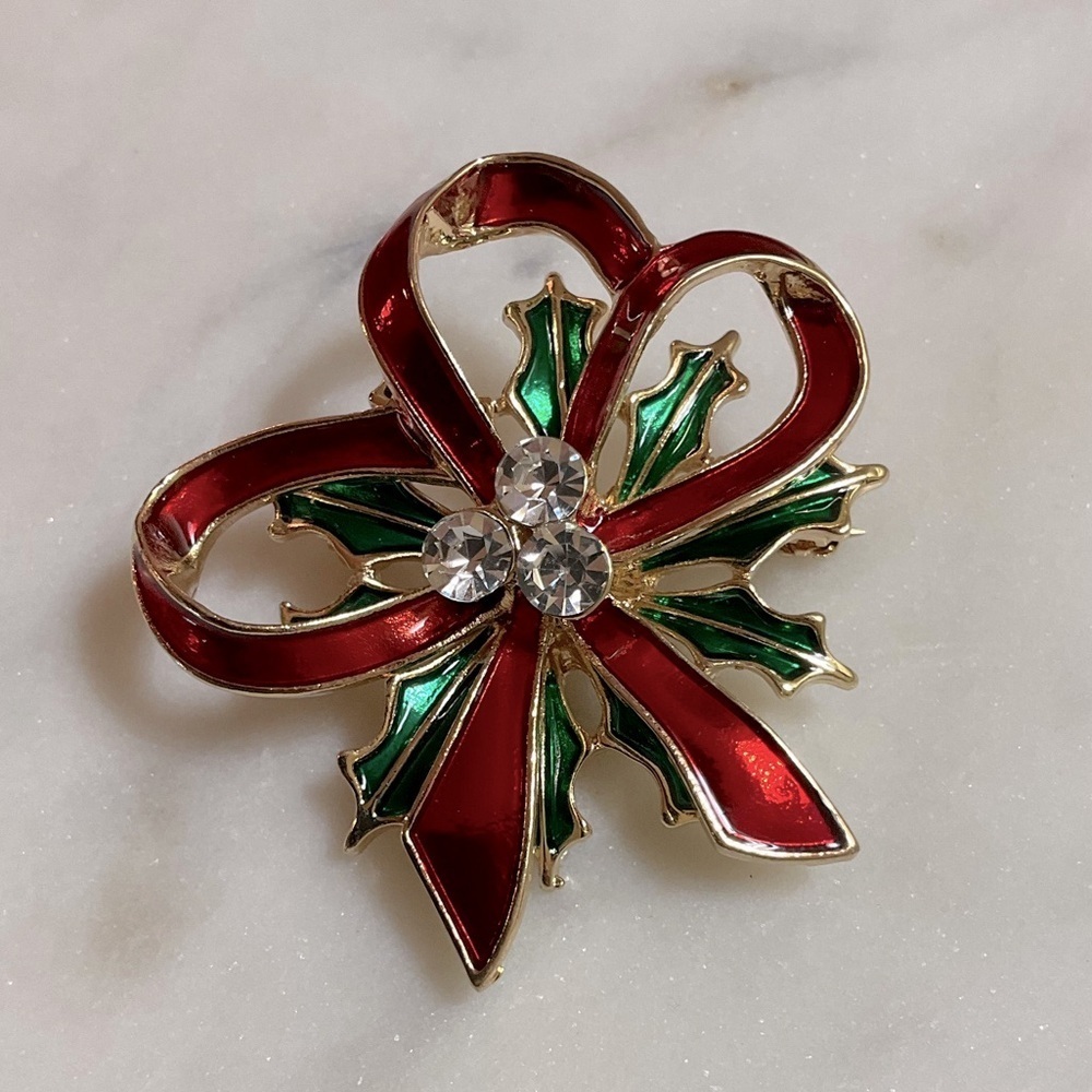 Christmas Ribbons Brooch - Picture 1 of 3